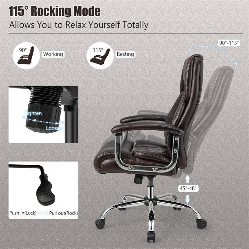Silla de oficina giratoria de altura ajustable de 500 libras, silla de escritorio para ordenador, silla ejecutiva de piel sintética con Base de Metal resistente
