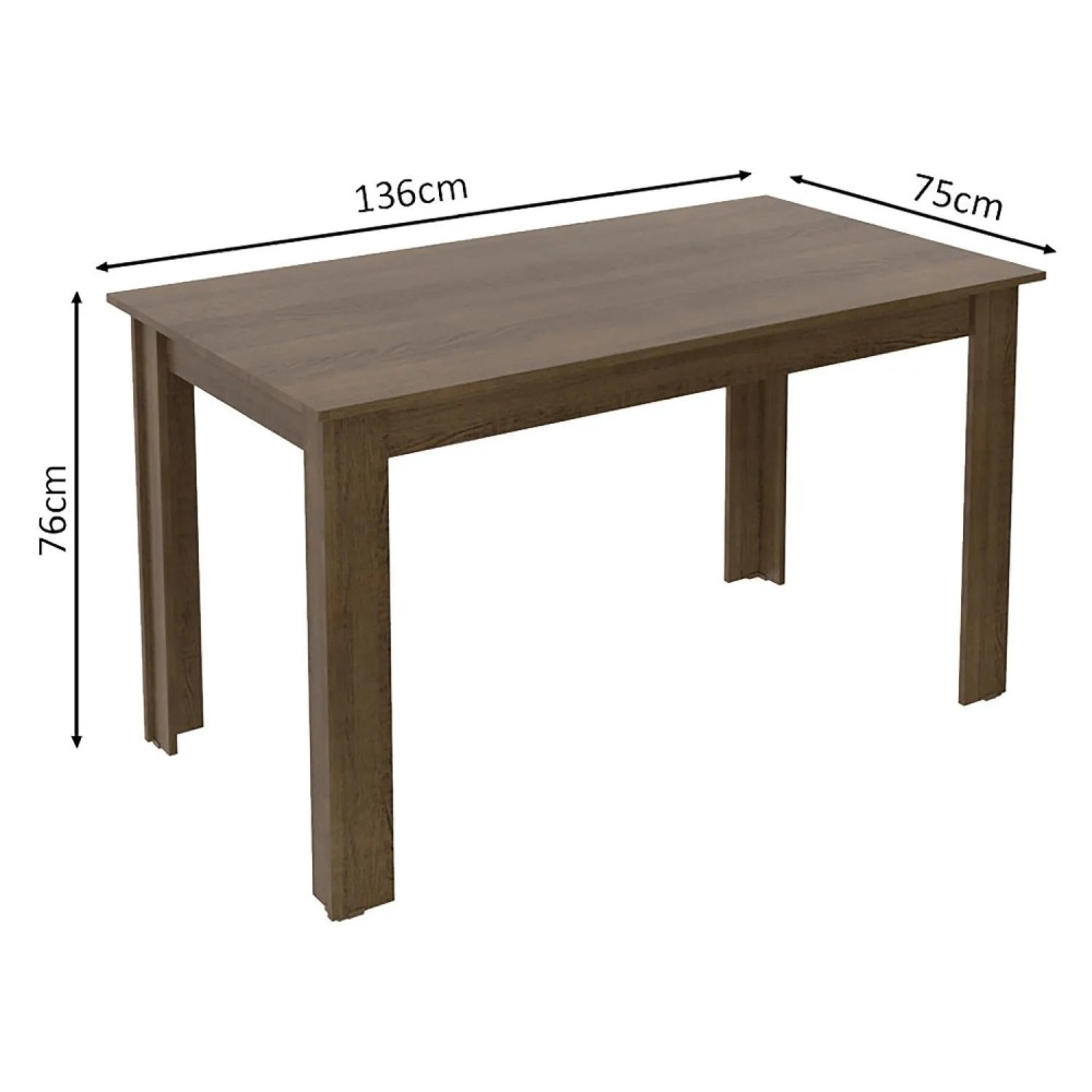 Juego de Comedor Pia Leone 4 Sillas Mesa Rectangular 75x76x136 cm Café