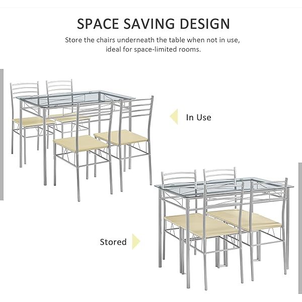 juego de mesa de comedor con mesa de vidrio para 4, Negro