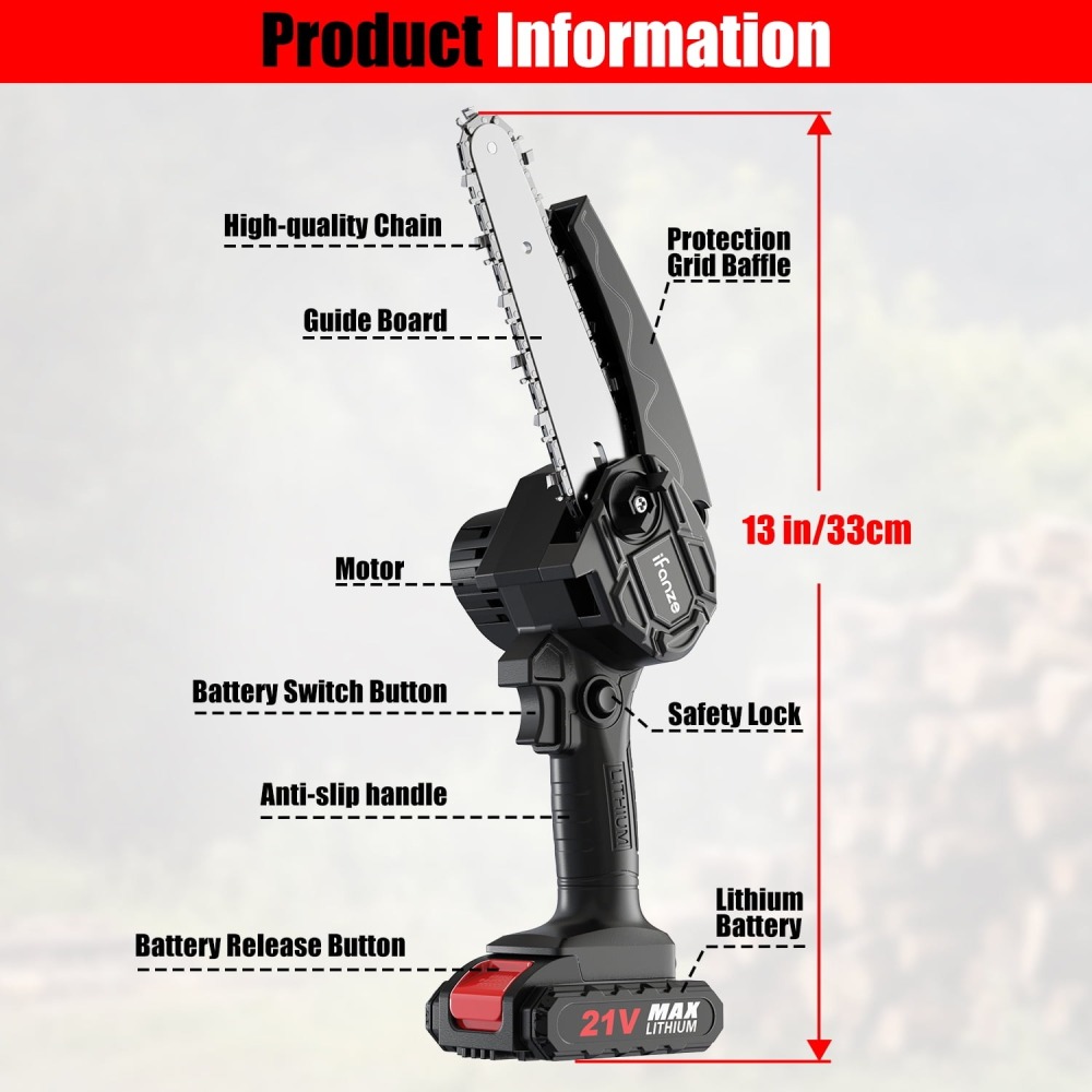 🔥 OFERTA: Motosierra Eléctrica Pequeña Qunler - Sin Cable - Seguridad con Bloqueo - Para Madera y Jardín