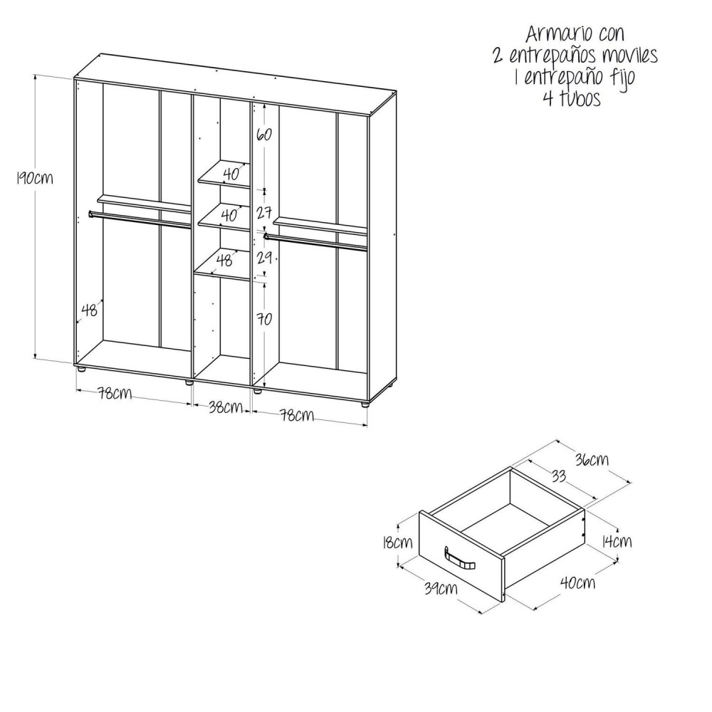 Closet Bruselas 200x200x50 cm Gales Wengue