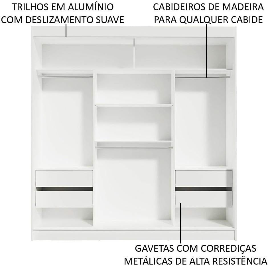 Ropero Closet con 3 Puertas y 1 Espejo Reno - Blanco