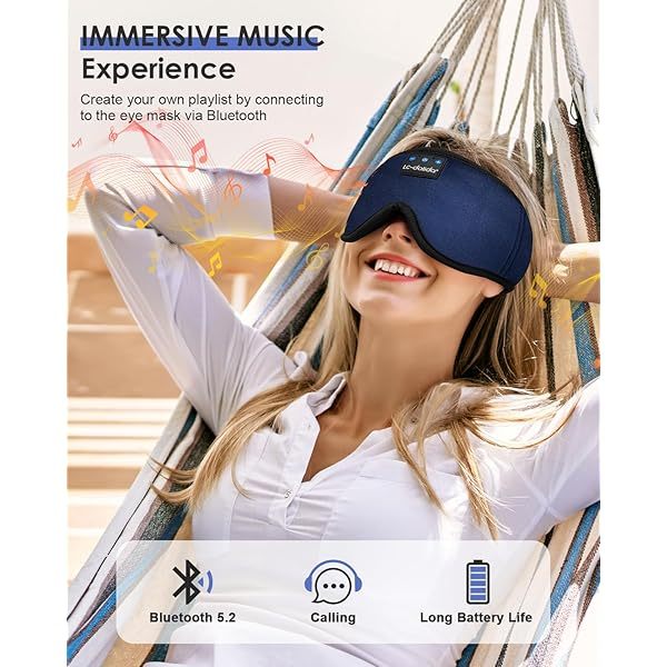 Auriculares para dormir, máscara para dormir 3D con Bluetooth, máscara para dormir con música inalámbrica, auriculares para dormir para quienes duermen de lado