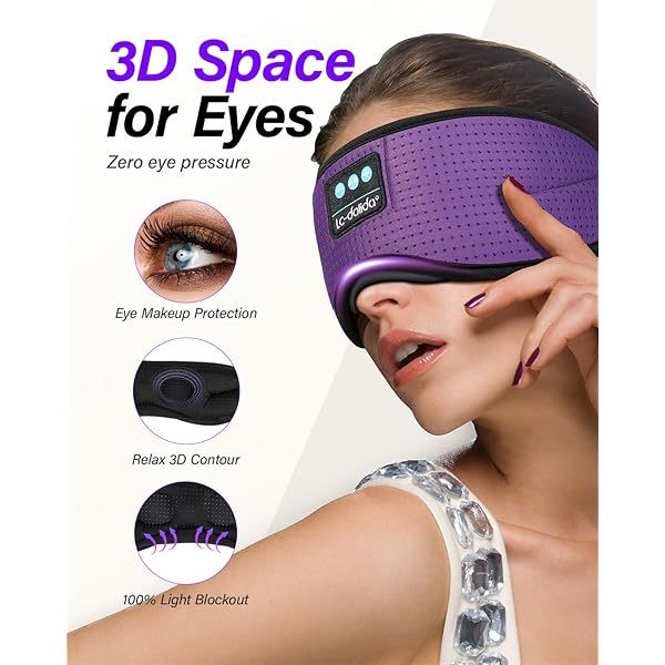 Auriculares para dormir, máscara para dormir 3D con Bluetooth, máscara para dormir con música inalámbrica, auriculares para dormir para quienes duermen de lado