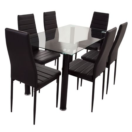 Juego de Comedor  Vidrio 6 Sillas Negro
