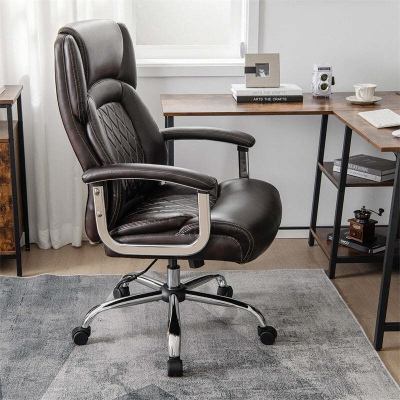 Silla de oficina giratoria de altura ajustable de 500 libras, silla de escritorio para ordenador, silla ejecutiva de piel sintética con Base de Metal resistente