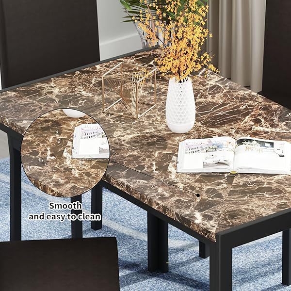 Juego de mesa de comedor para 4, 5 piezas de mármol DiningTableSet