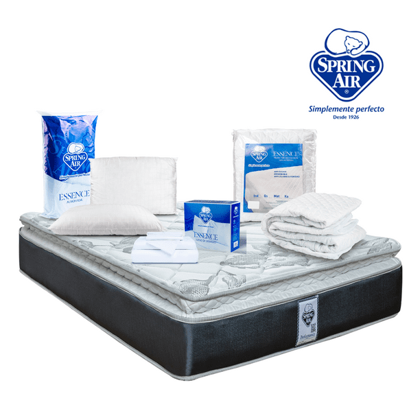 Paquete Colchón Queen Size + Almohadas Peach Feel + Protector de Colchón Queen + Sabanas Queen Size Smith Sp