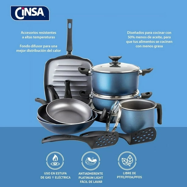 Batería De Cocina Balance De Aluminio De 14 Piezas Con Antiadherente