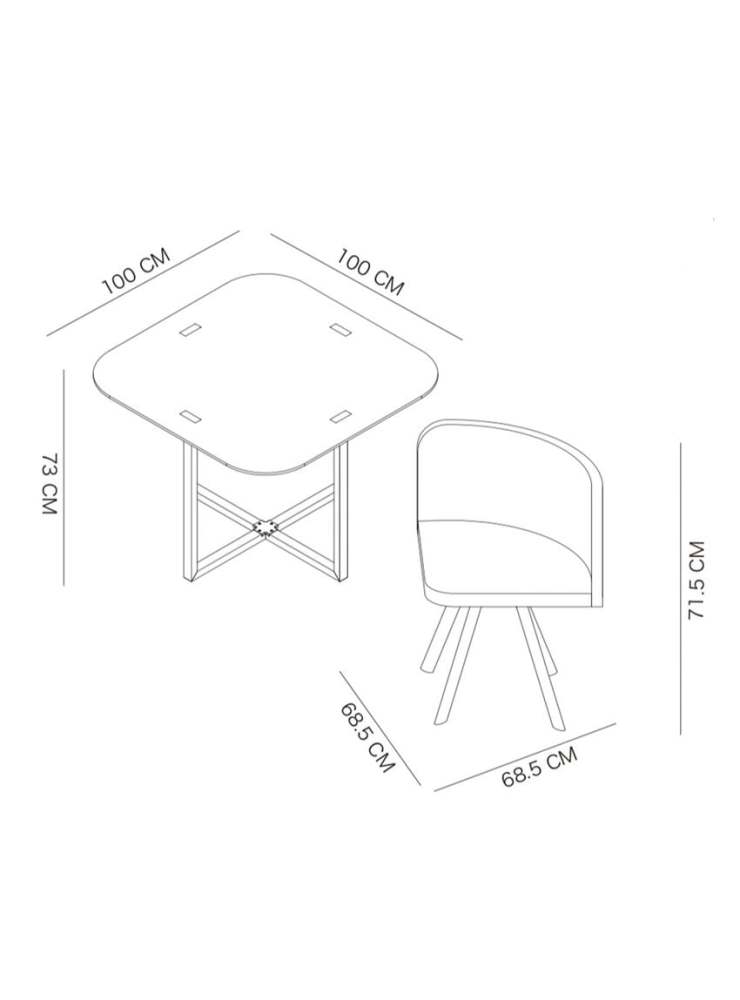 Juego de Comedor Nat + 4 Sillas Gris