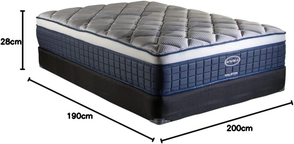 Colchon + Box| Individual| Halston| Sistema BONNELL| Ortopedico| Confort Medio| Hipoalergénico y Anti ácaros| 32 cm. de Altura| Garantía 5 años