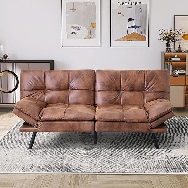 Sofá cama futón de espuma viscoelástica ajustable, sofá con respaldo convertible y reposabrazos, futón plegable, moderno futón cama para sala de estar, apartamento, oficina, habitación pequeña, sofá cama de 71 pulgadas, color negro