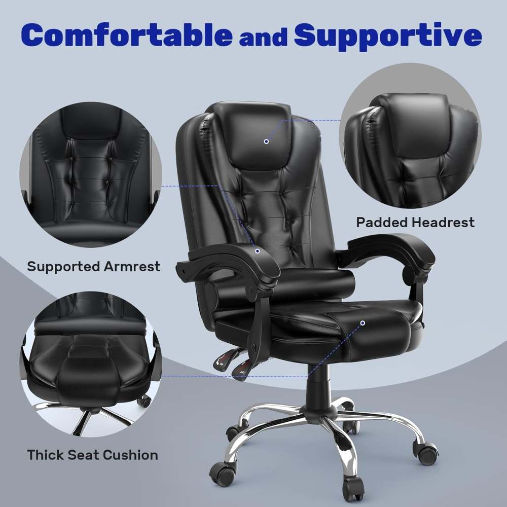 Silla de ordenador ergonómica reclinable.