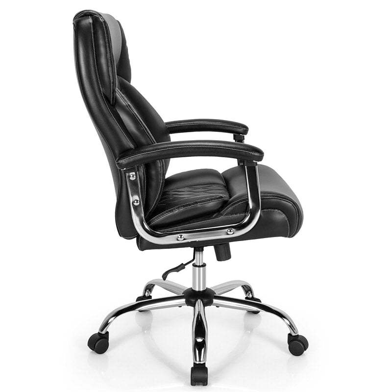 Silla de oficina giratoria de altura ajustable de 500 libras, silla de escritorio para ordenador, silla ejecutiva de piel sintética con Base de Metal resistente