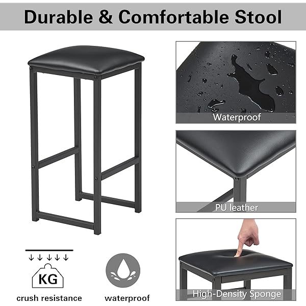 juego de mesa de comedor con mesa de vidrio para 4, Negro