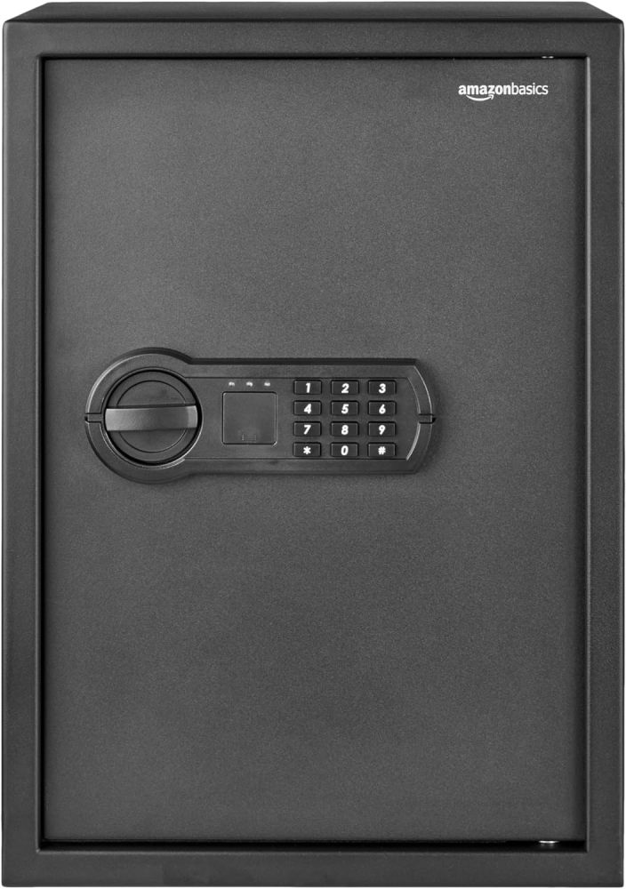 Caja fuerte de seguridad para el hogar de acero con teclado programable, documentos seguros, joyas, objetos de valor, 1.52 pies cúbicos, 13.8 x 13 x 16.5 pulgadas, color negro