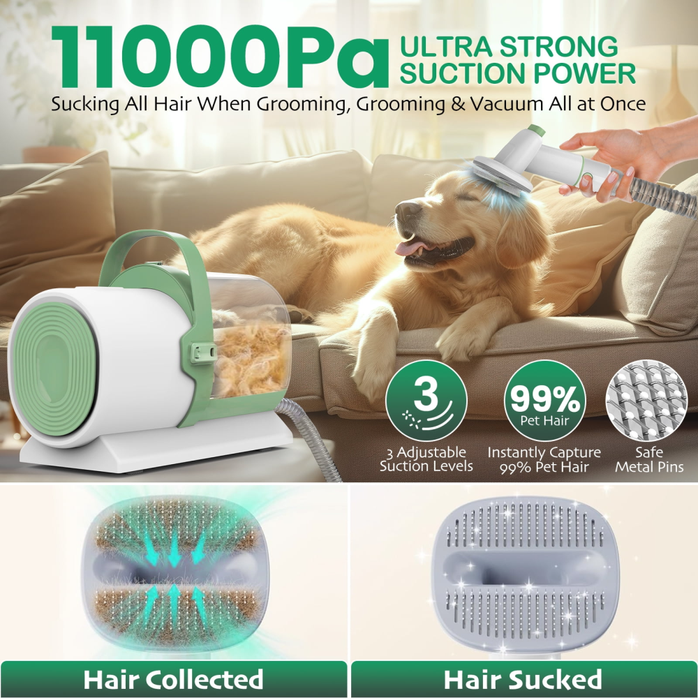 Aspiradora para mascotas PG50 Plus con depósito para polvo de 2,5 l, succión de 11 000 Pa, 7 herramientas de aseo para perros y gatos