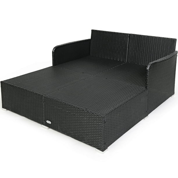 Costway Sofá Cama de Ratán para Exteriores con Cojines y Cojines, Color TurquesaCostway Sofá Cama de Ratán para Exteriores con Cojines y Cojines, Color Turquesa