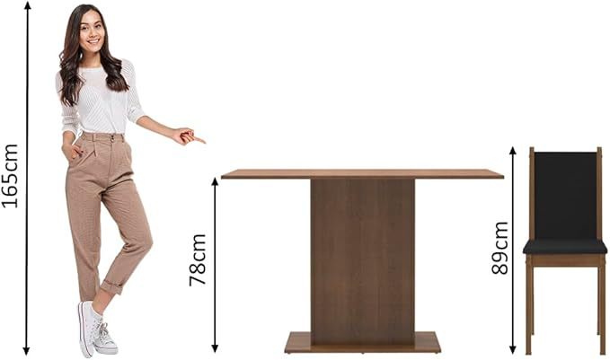 Juego de Comedor, Mesa con Tablero de Madera y 4 Sillas Talita