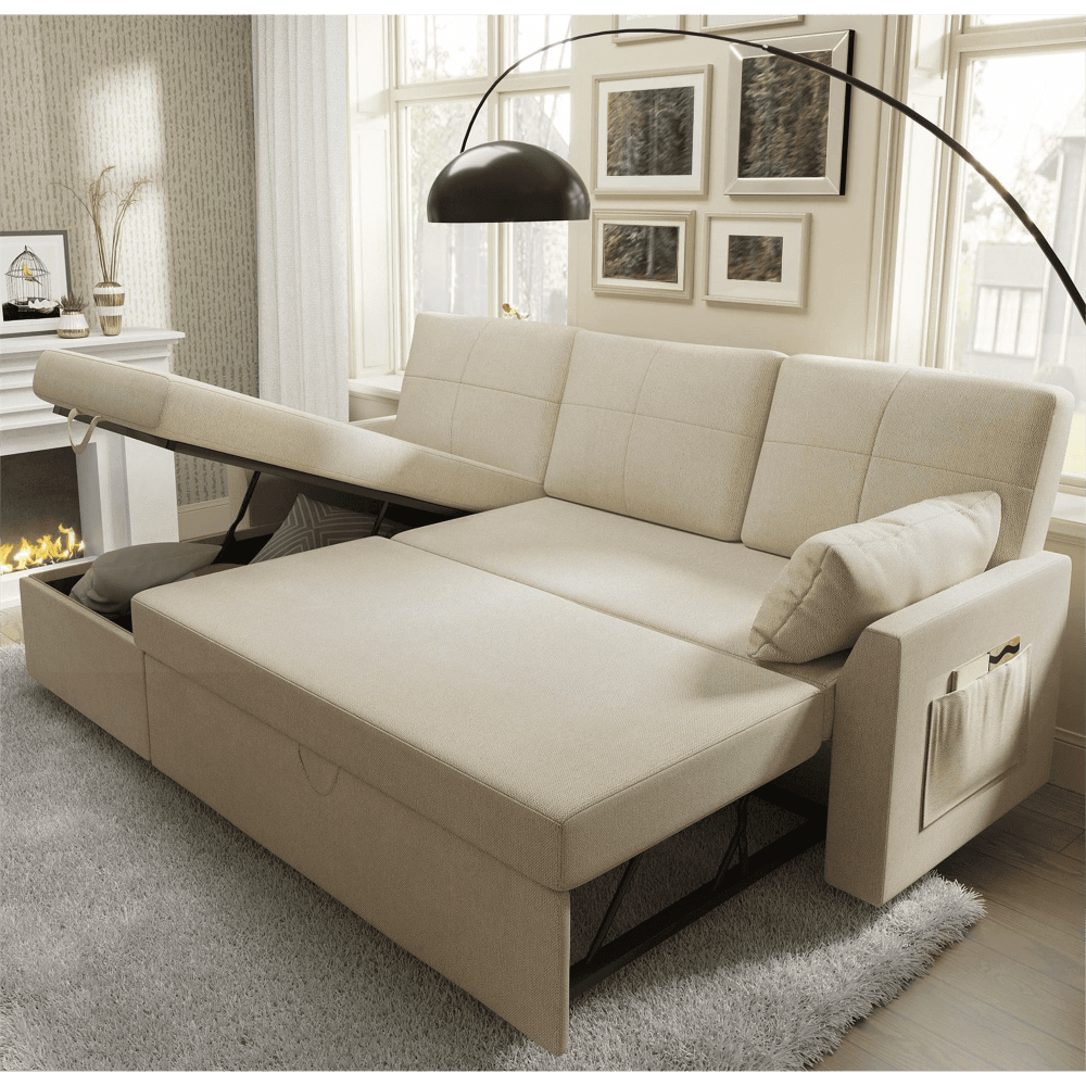 Sofá cama, sofá cama con diván con espacio de almacenamiento, sofá cama para sala de estar