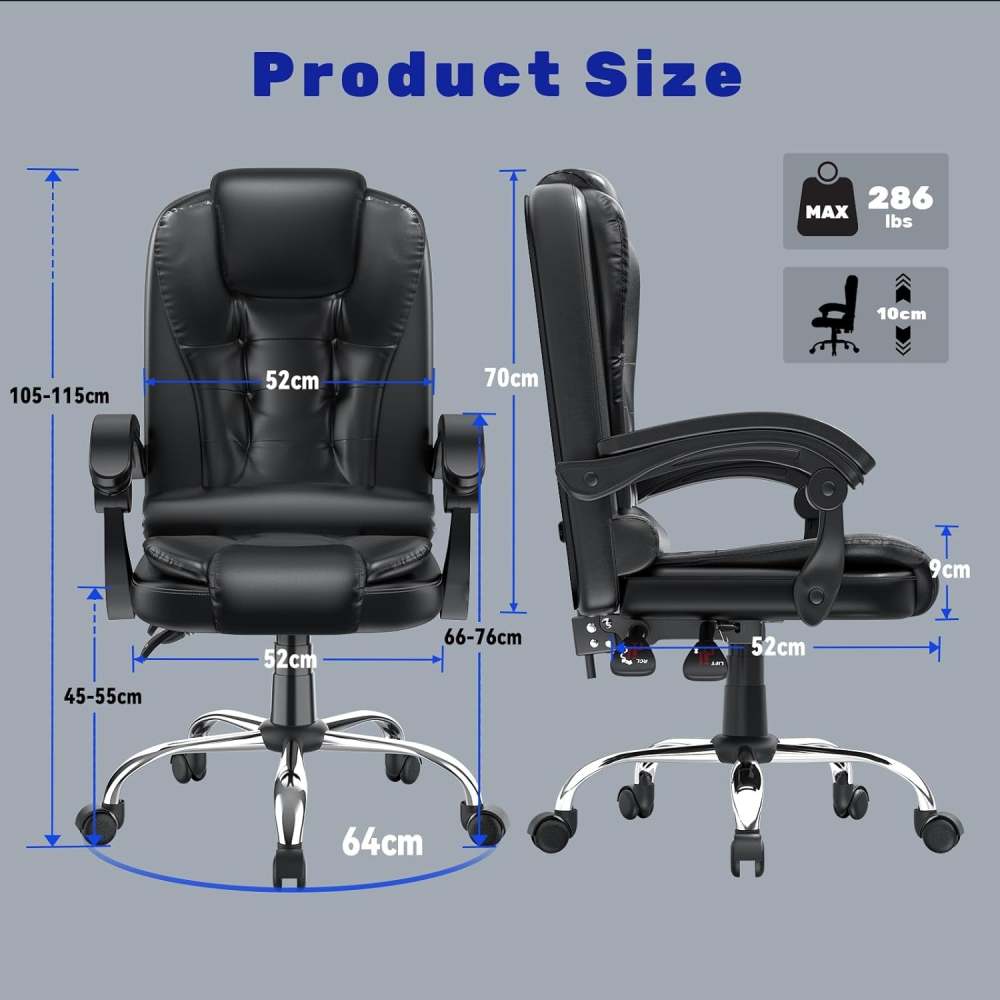 Silla de ordenador ergonómica reclinable.