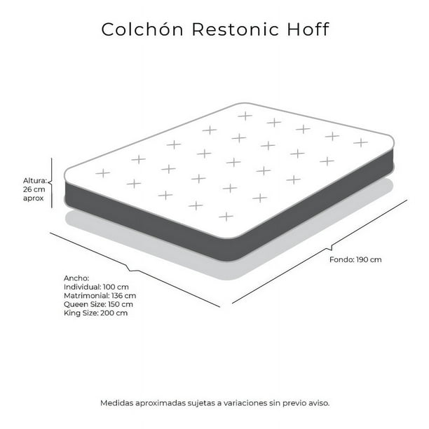 Colchón King Size Hoff + Almohada Royal + Protector de Colchón Prime + Sábanas Royal