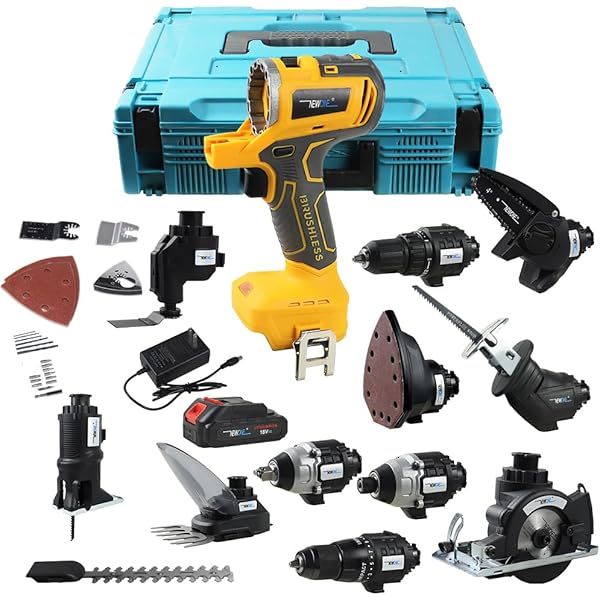 Kit combinado de herramientas eléctricas inalámbricas, 12 herramientas MAX MATRIX de 18 V, con taladro, 2 baterías de 2.0 Ah y 1 cargador (negro y rojo) 12-Tool Set Black Red