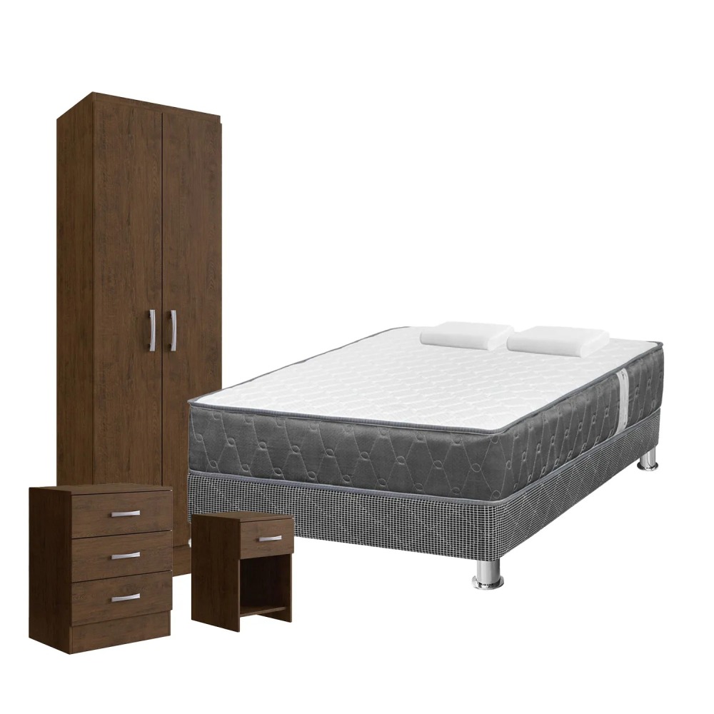 Combo Cama Acqua 2 Plazas + Multiusos + Cómoda + Mesa de Noche + Sofá Cama