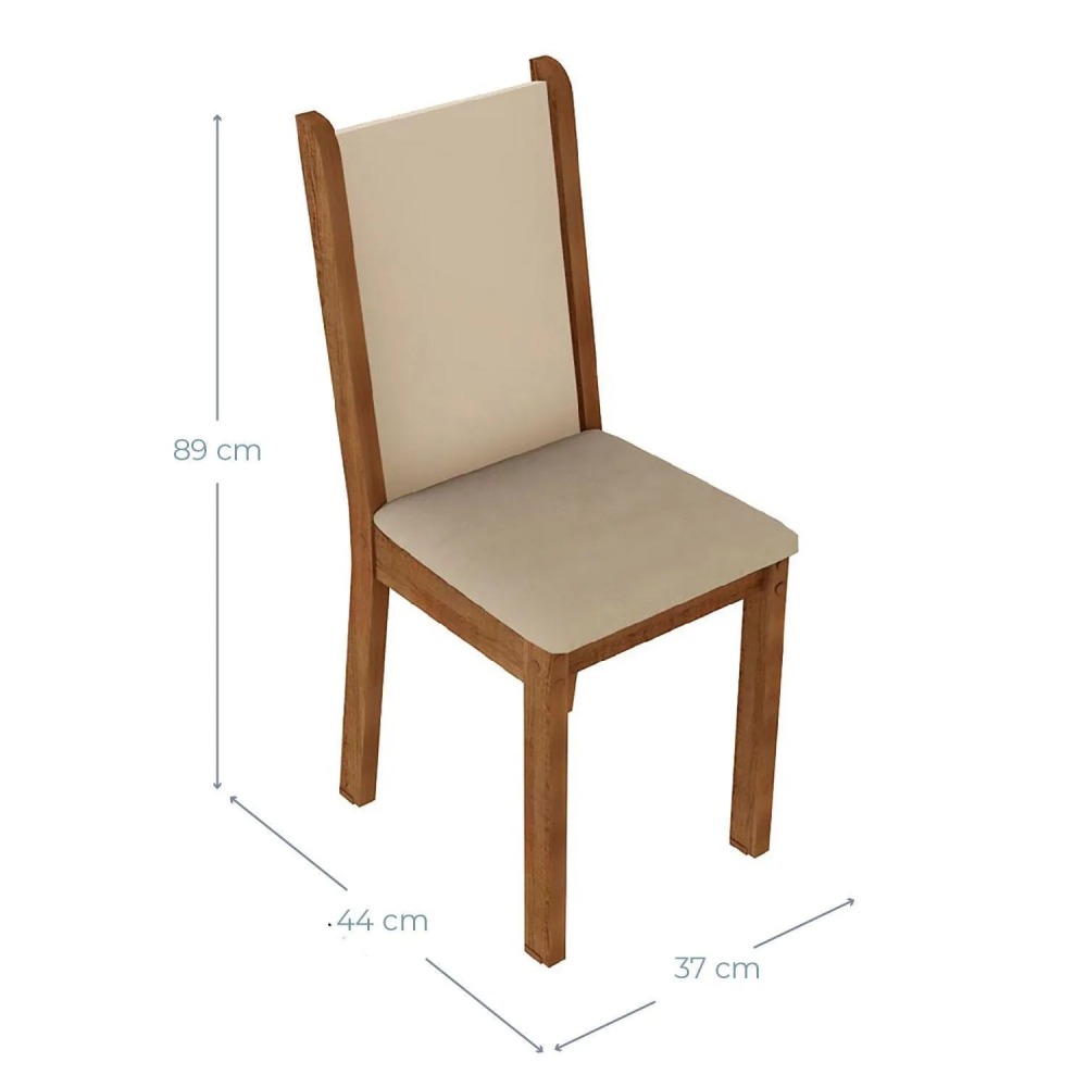 Juego de Comedor Pia Leone 4 Sillas Mesa Rectangular 75x76x136 cm Café