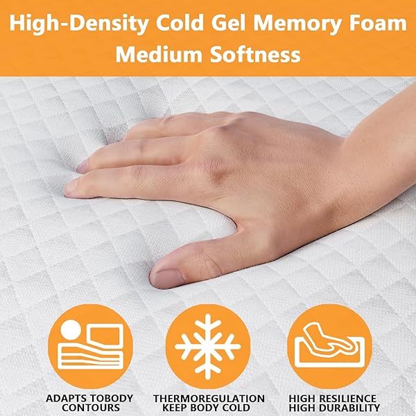 Colchón de espuma viscoelástica de gel frío de 4,5 pulgadas para sofá cama, sofá cama y sofá cama tamaño Queen
