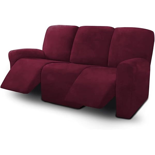 Fundas de sofá reclinables de terciopelo de 8 piezas, fundas elásticas para sofá reclinable de 3 cojines, fundas para sofá reclinable, muebles