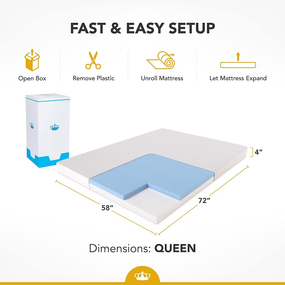DynastyMattress Colchón de Espuma viscoelástica de Gel frío de 4 Pulgadas para sofá Plegable Convertible