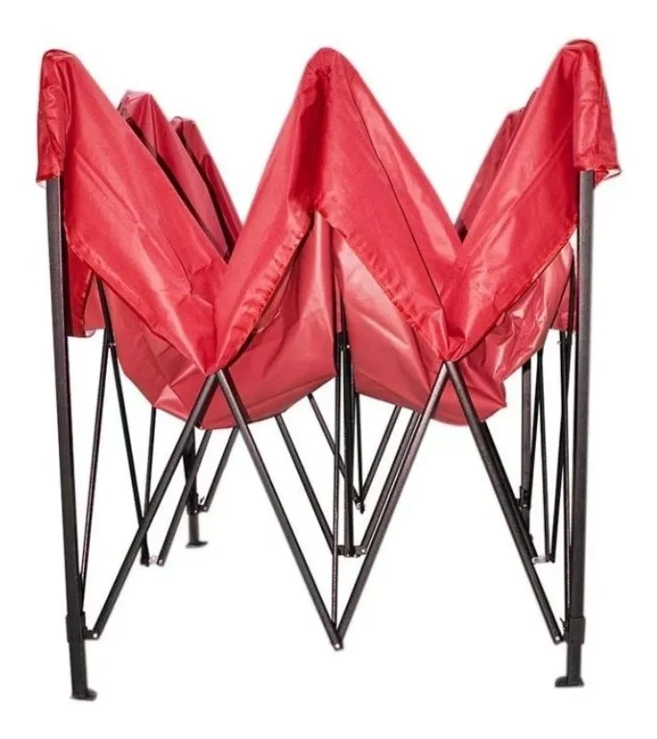 Carpa de sombra impermeable plegable reforzada 3x3 blanca y roja