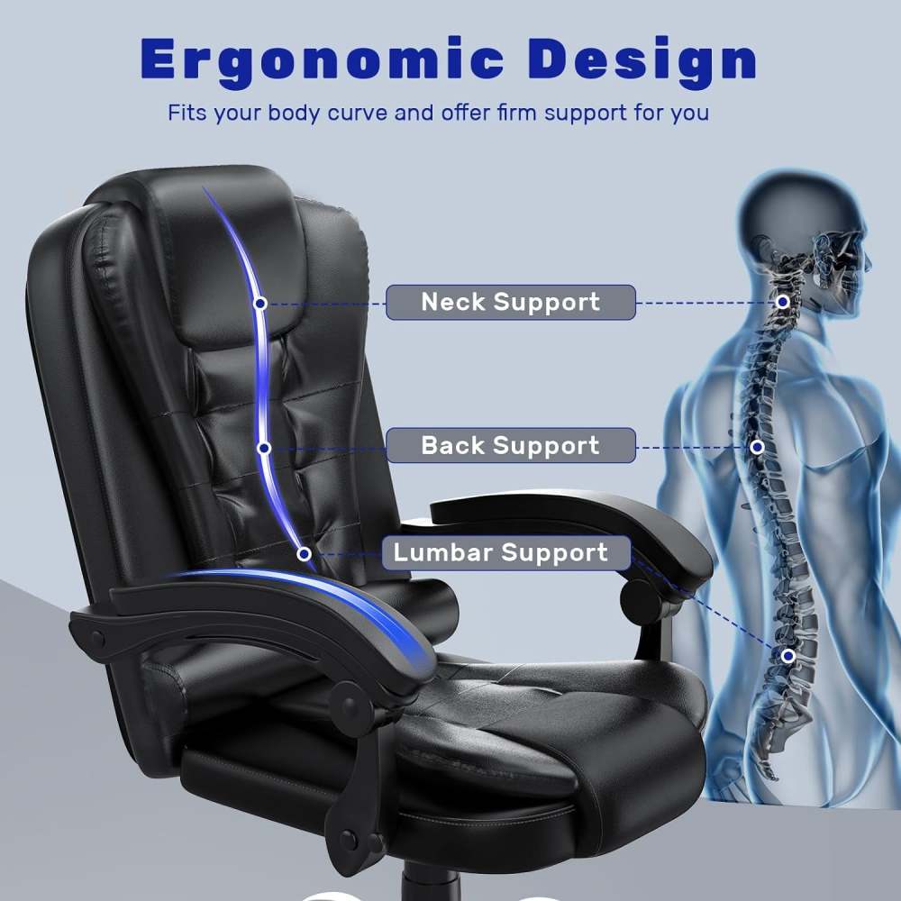 Silla de ordenador ergonómica reclinable.