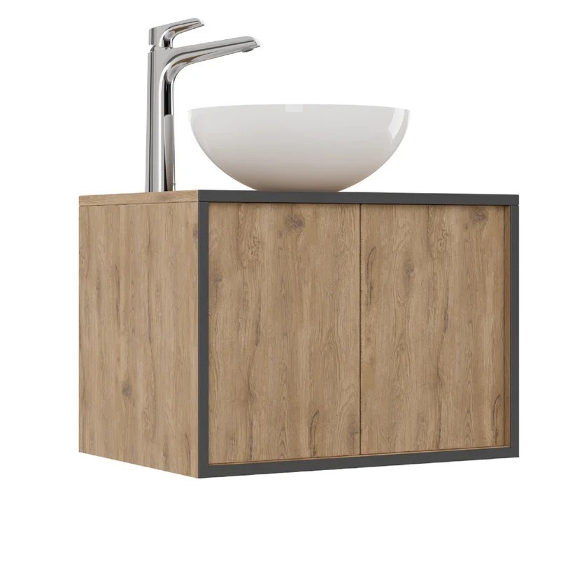 Combo Smart: Sanitario Smart Alongado Blanco De Una Pieza + Mueble Lisboa Plus 60 Cm Elevado Con Lavamanos Spazio + Grifería Monocontrol Alta Cascade Corona