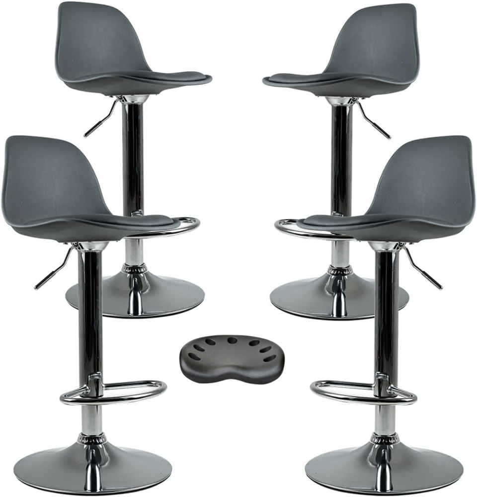 Juego de 4 Sillas para Bar con Reposapiés y Respaldo Medio | Taburetes Giratorios para Barra, Restaurantes, cocinas, con Altura Ajustable, Cómodas y Acolchadas(Negro1)