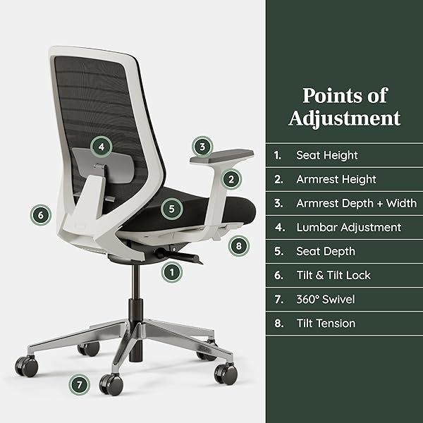 Silla ergonómica: una silla de escritorio versátil con soporte lumbar ajustable, respaldo de malla transpirable y ruedas suaves