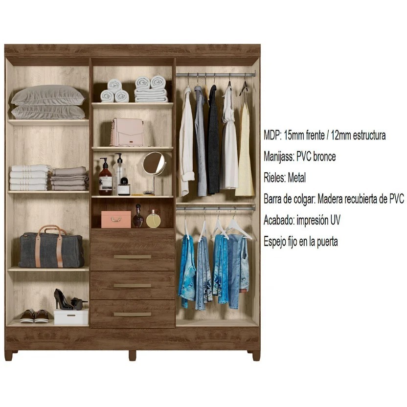 Armario Peru Avellana 204X165X47Cm