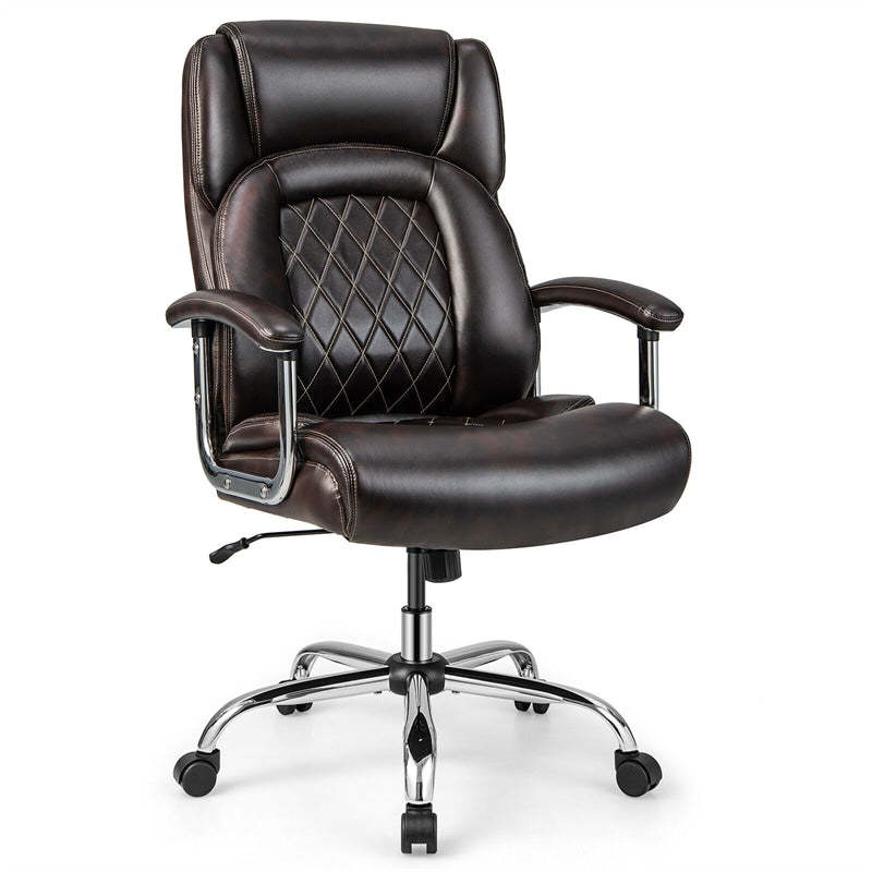 Silla de oficina giratoria de altura ajustable de 500 libras, silla de escritorio para ordenador, silla ejecutiva de piel sintética con Base de Metal resistente