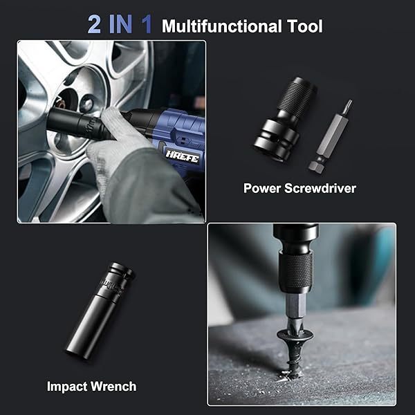 Juego de taladro de impacto eléctrico o herramientas con llave de impacto inalámbrica de 1/2 pulgada y 405 ft-lbs (550 Nm)