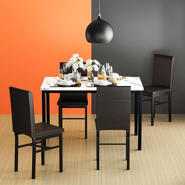 Juego de mesa de comedor para 4, 5 piezas de mármol DiningTableSet