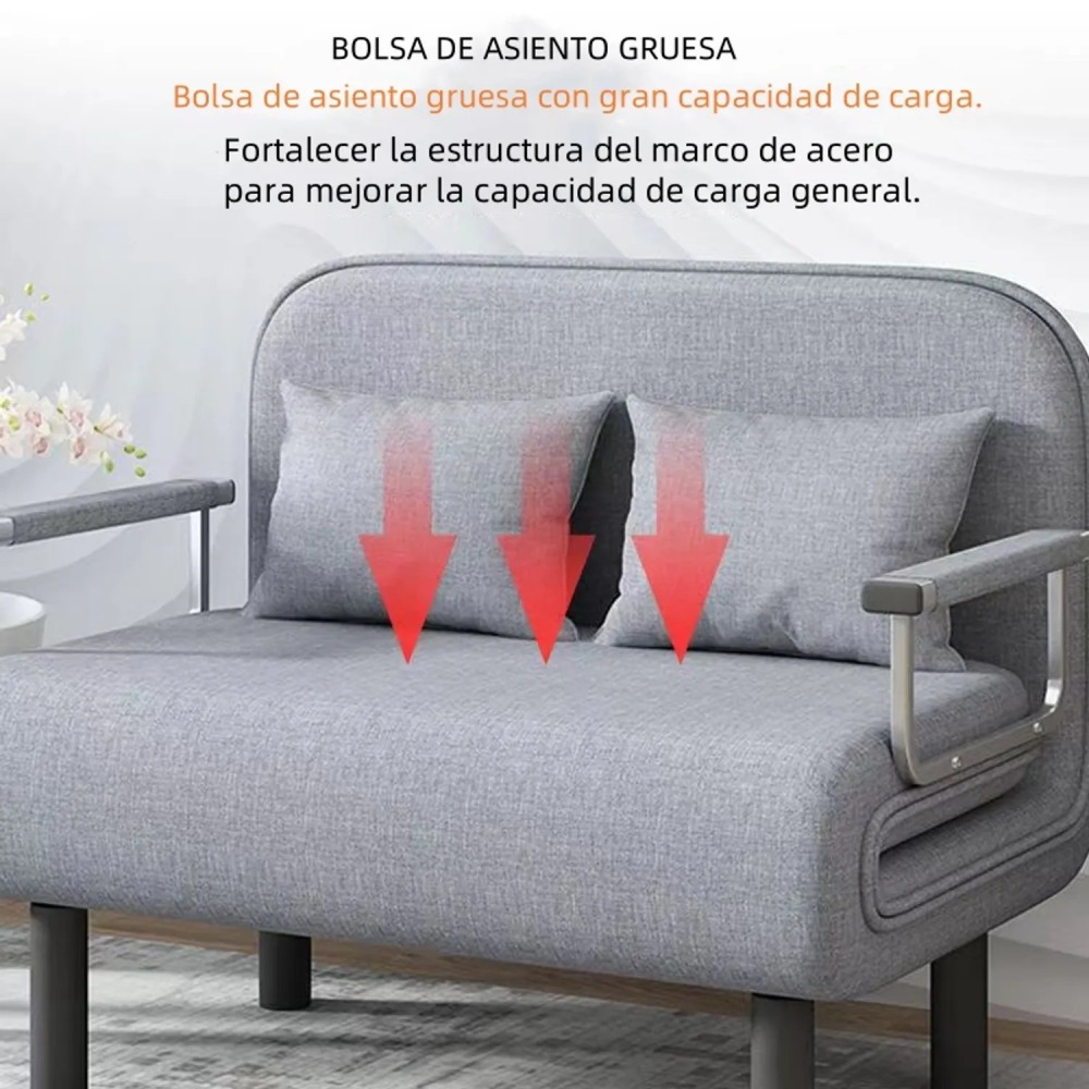 Sofá Cama 120×190cm Tejido De Algodón Y Lino Almacenaje
