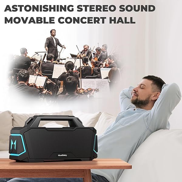 Altavoz Bluetooth, altavoces inalámbricos Bluetooth de 80 W, altavoz portátil resistente al agua IPX6 con 20 horas de reproducción, Bluetooth 5.3, altavoz portátil para exteriores, boombox grande para fiestas en casa y viajes (negro)