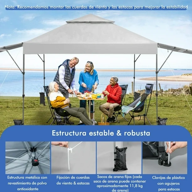 3x3m Pabellón Emergente Instantáneo Plegable para Exterior con Dos Mitades de Toldo Carpa Portátil Ajustable en Altura para Camping Costway Modern