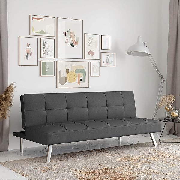 Serta Rane Convertible Sofa Lounger Microfiber Light Grey Full Light Gray Modern