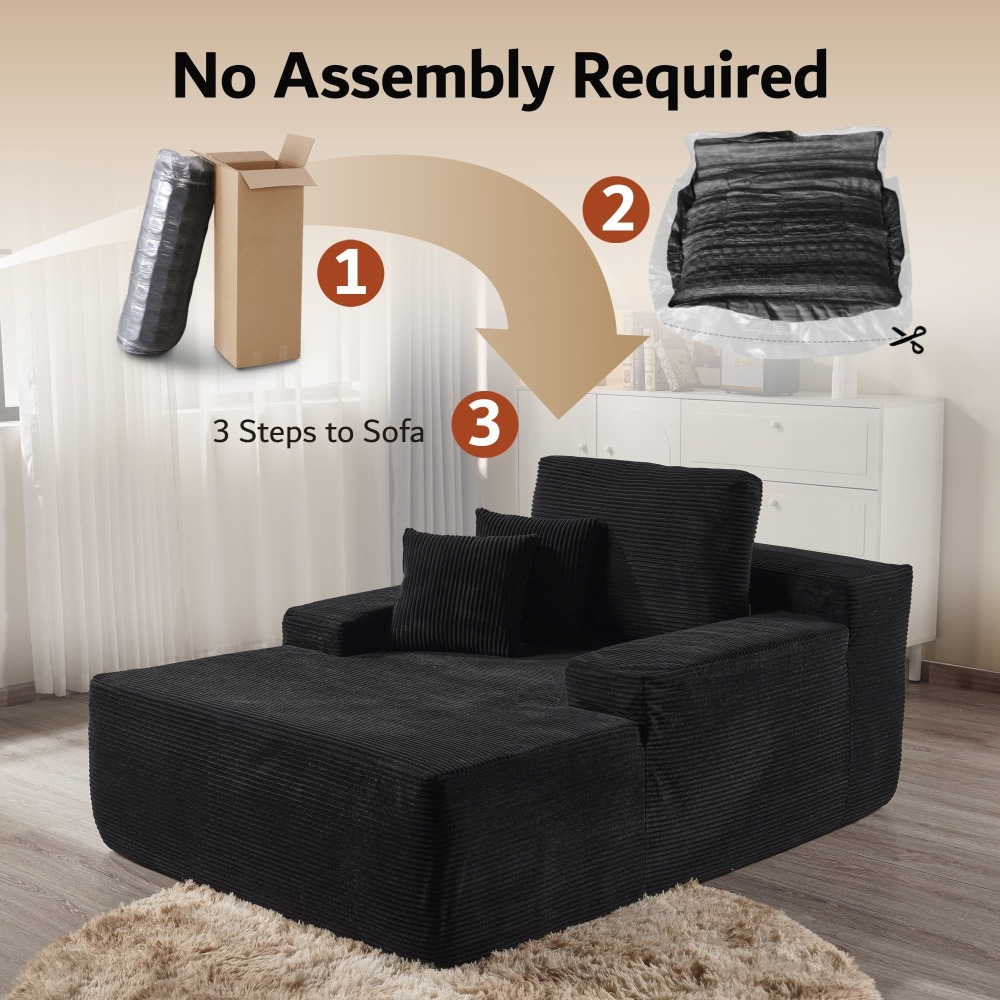 Sillón Chaise Lounge Gigante Ovios 170x122cm - Sofá Cama Ultra Cómodo de Pana, Sin Montaje, Para Salón