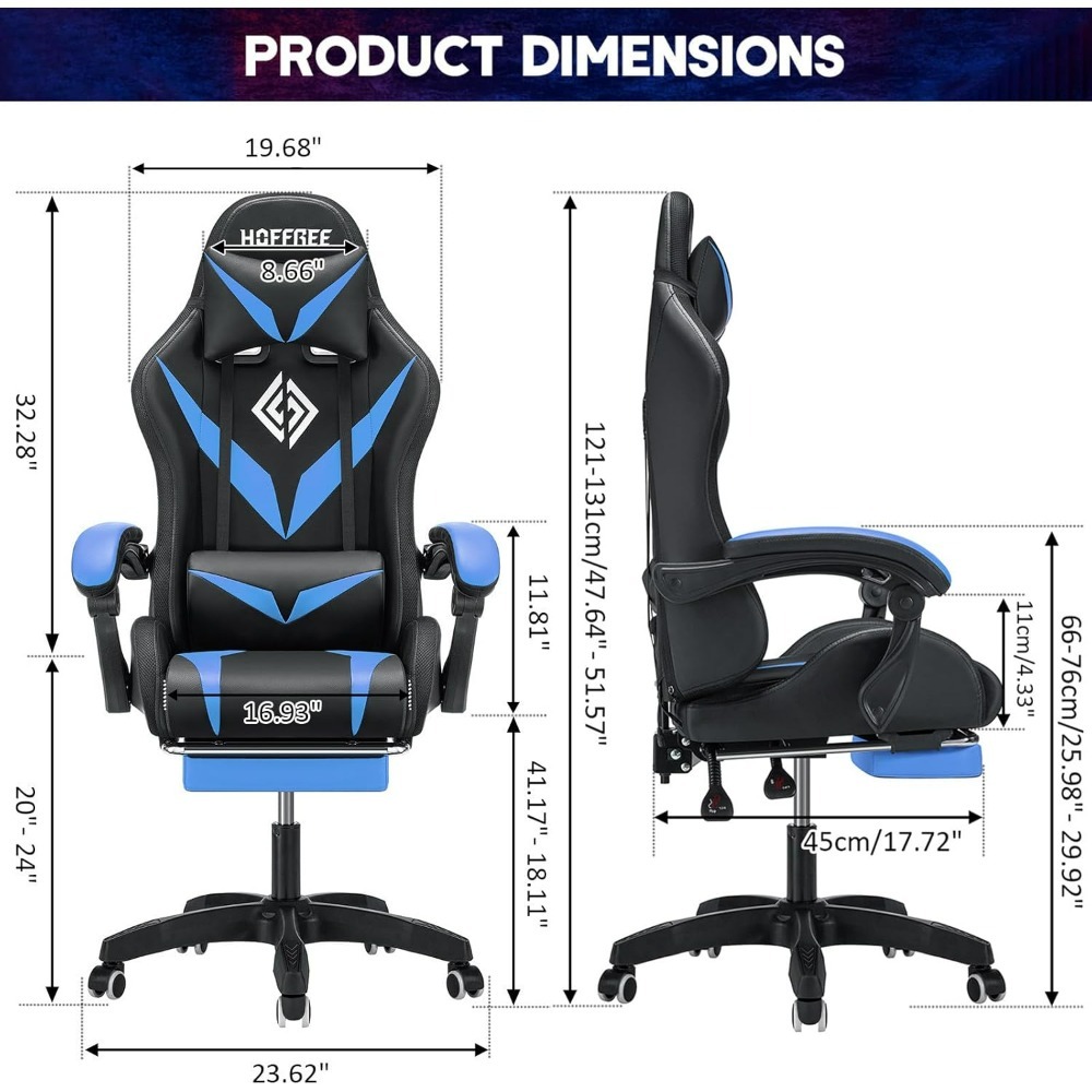 Silla Gaming con Masaje y Luces LED Sillas Ergonómicas para Videojuegos