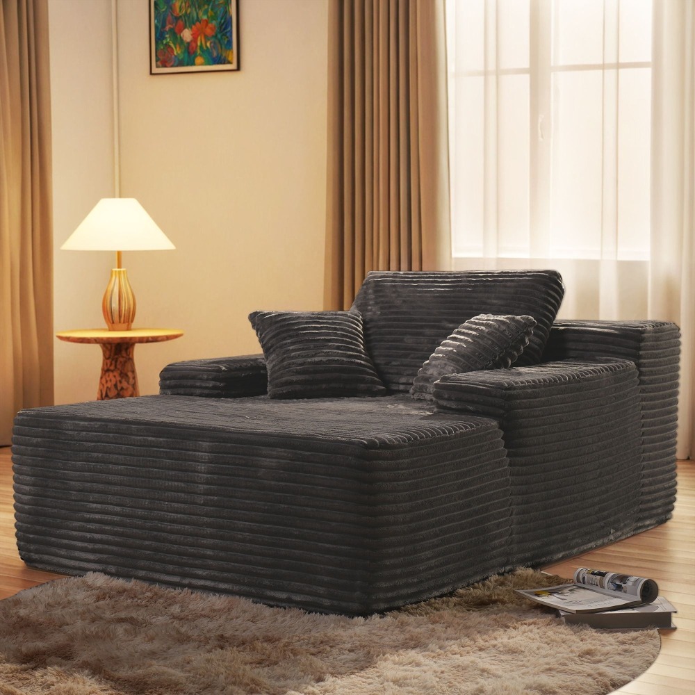 Sillón Chaise Lounge Gigante Ovios 170x122cm - Sofá Cama Ultra Cómodo de Pana, Sin Montaje, Para Salón