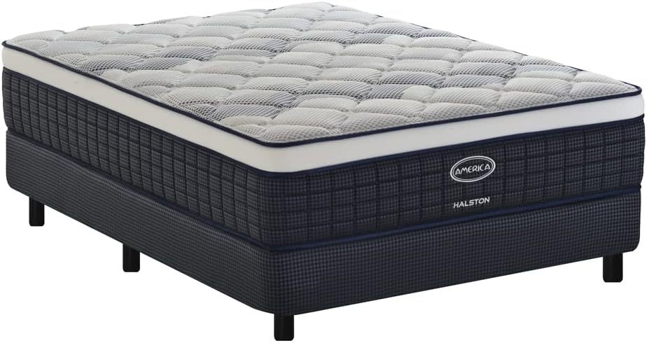Colchon + Box| Individual| Halston| Sistema BONNELL| Ortopedico| Confort Medio| Hipoalergénico y Anti ácaros| 32 cm. de Altura| Garantía 5 años