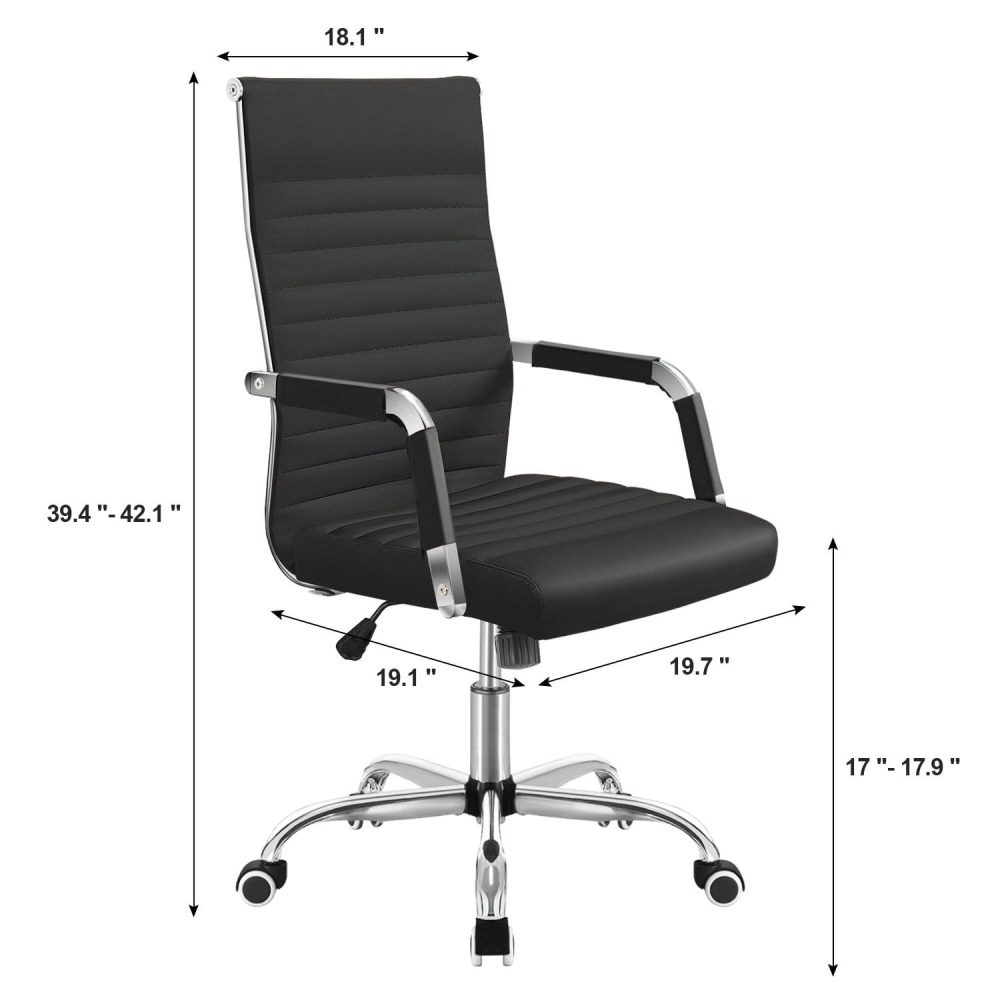 Silla de Trabajo con Brazos - Piel Imitación Cuero - Ideal para Oficina/Reuniones